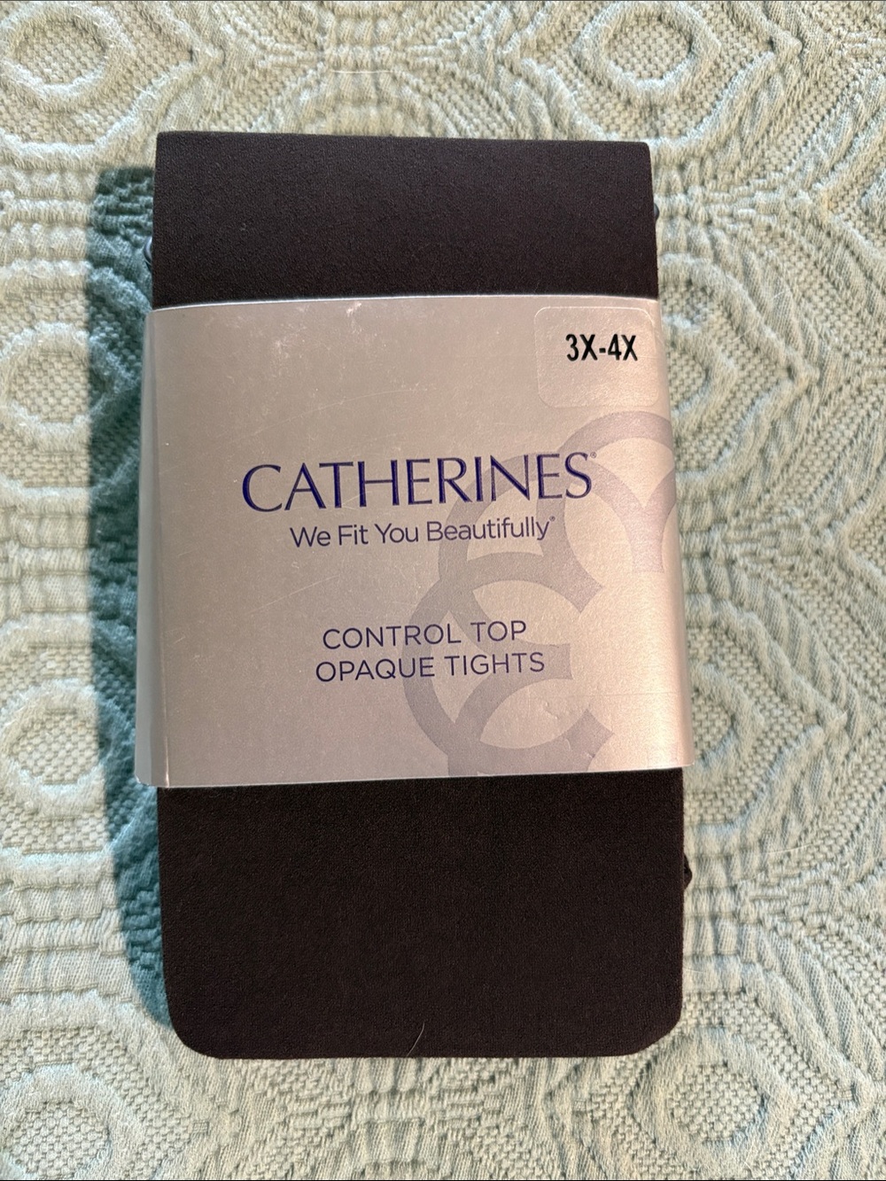 Catherines Black Control Top Opaque Tights - 3X-4X